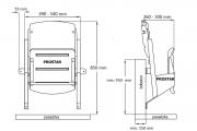 Sklopné sedačky pro stadiony model Arena závěsná konstrukce technický výkres
